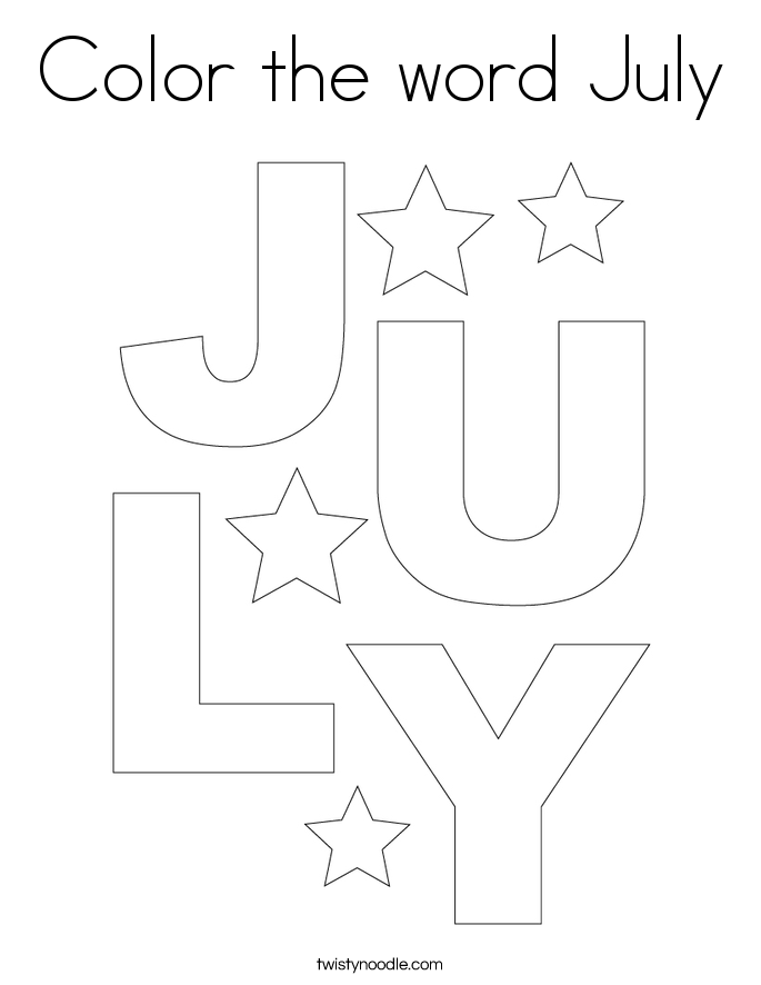 Color the word July Coloring Page