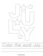Color the word July Handwriting Sheet
