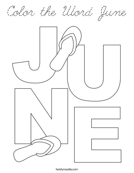 Color the Word June Coloring Page