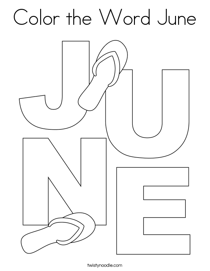 Color the Word June Coloring Page