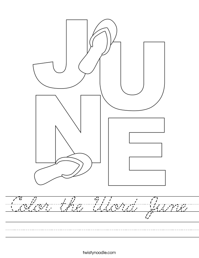 Color the Word June Worksheet