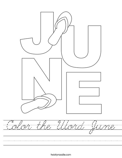 Color the Word June Worksheet