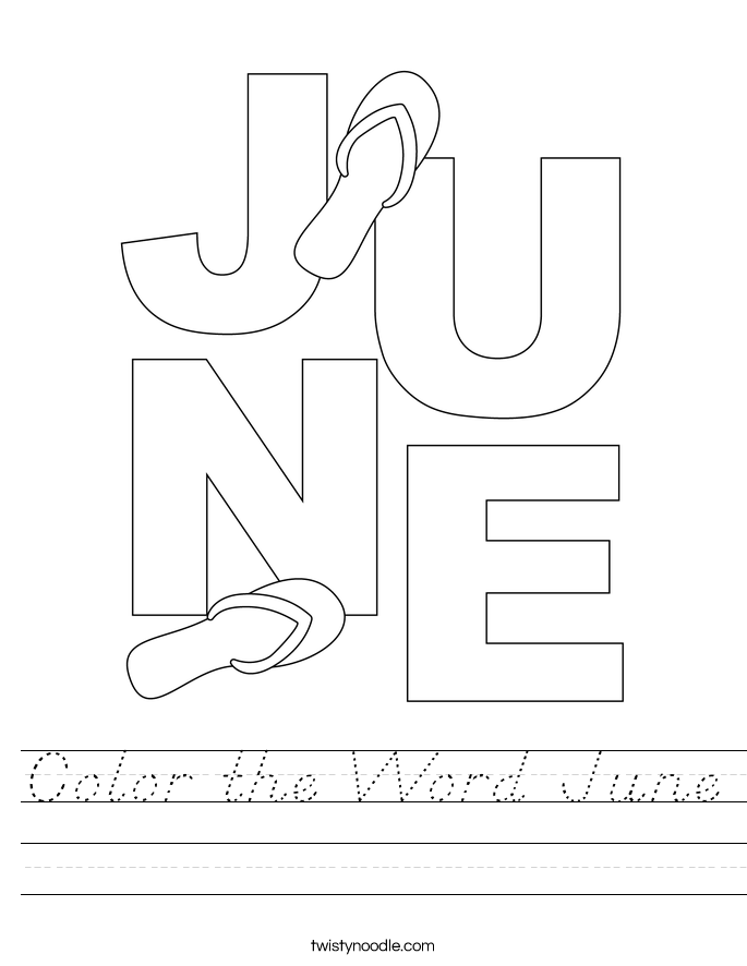 Color the Word June Worksheet