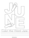 Color the Word June Worksheet