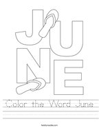 Color the Word June Handwriting Sheet