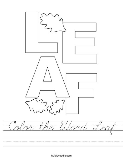 Color the Word Leaf Worksheet