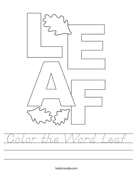 Color the Word Leaf Worksheet