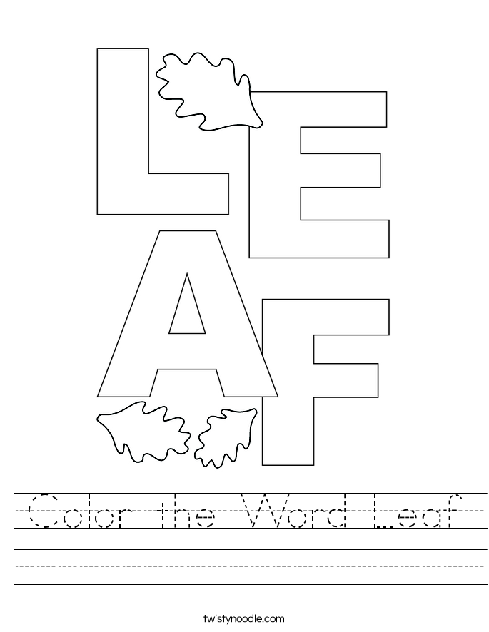 Color the Word Leaf Worksheet