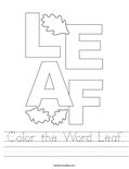 Color the Word Leaf Worksheet