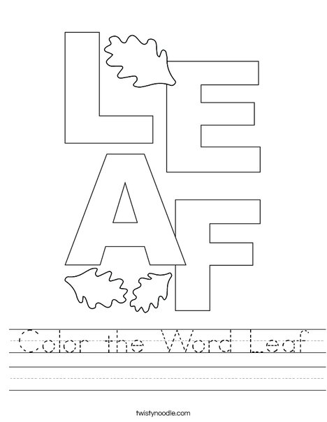 Color the Word Leaf Worksheet