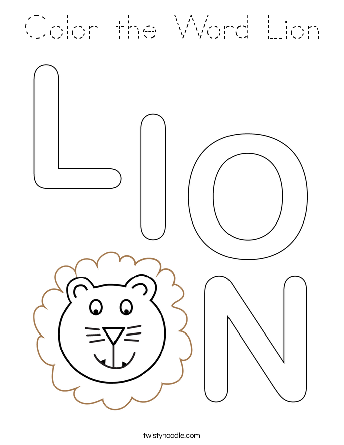 Color the Word Lion Coloring Page