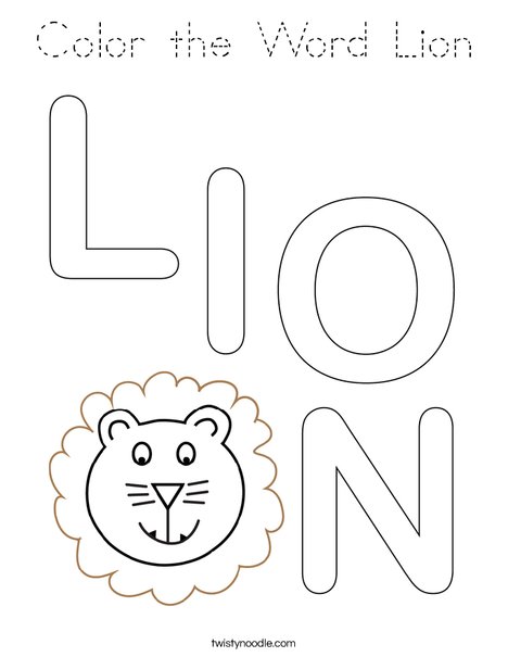 Color the Word Lion Coloring Page