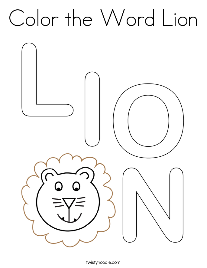 Color the Word Lion Coloring Page