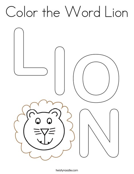 Color the Word Lion Coloring Page