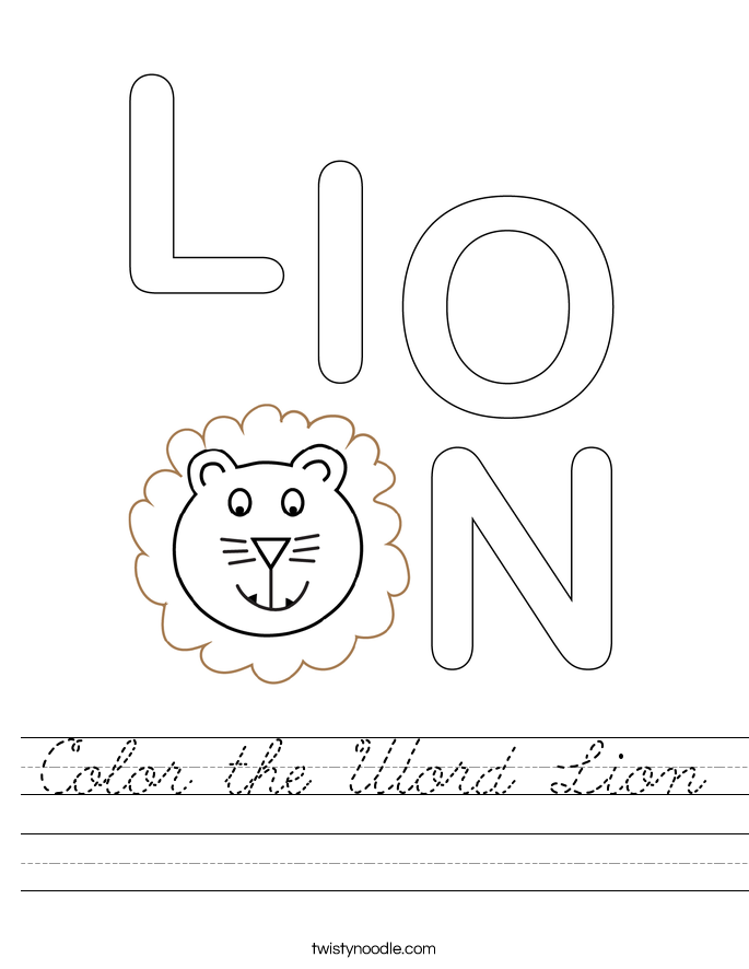 Color the Word Lion Worksheet