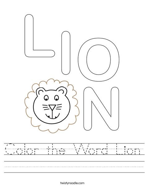 Color the Word Lion Worksheet