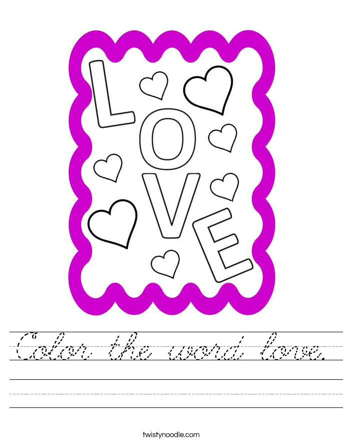 Color the word love. Worksheet