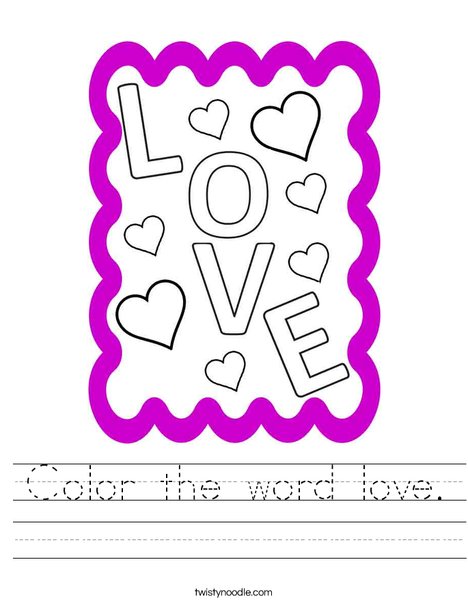 Color the word love. Worksheet