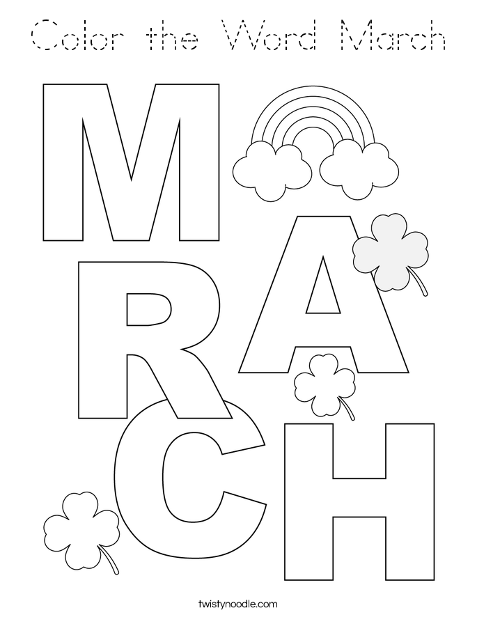 Color the Word March Coloring Page