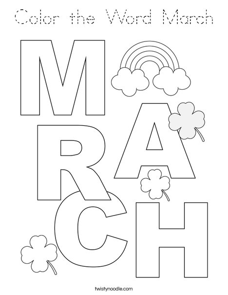 Color the Word March Coloring Page