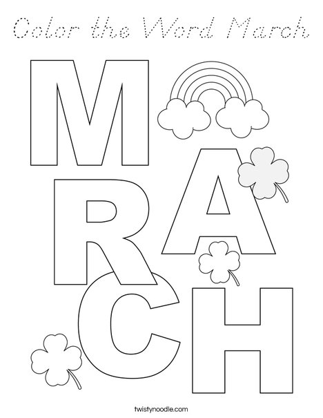Color the Word March Coloring Page
