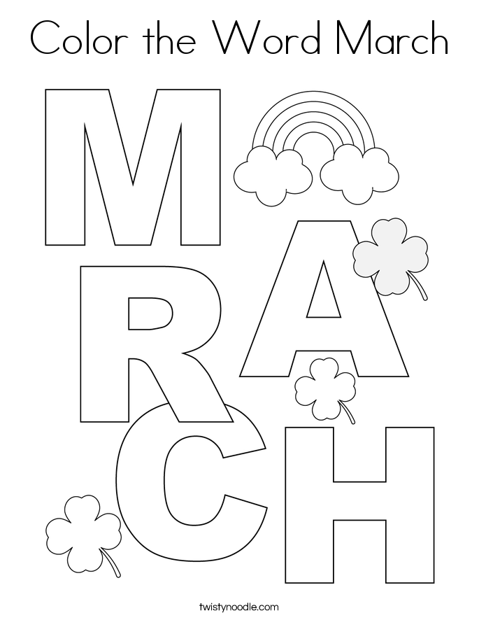 Color the Word March Coloring Page