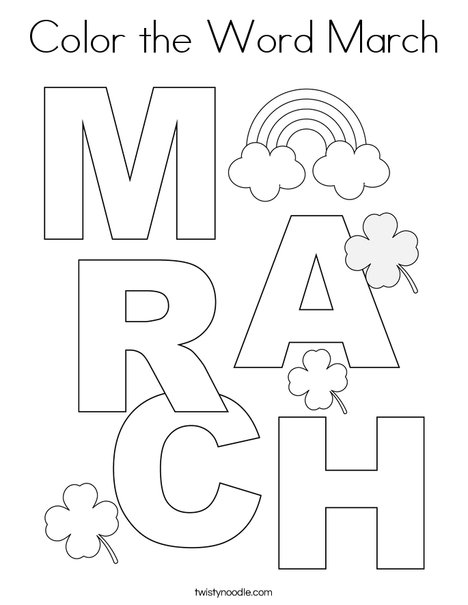 Color the Word March Coloring Page