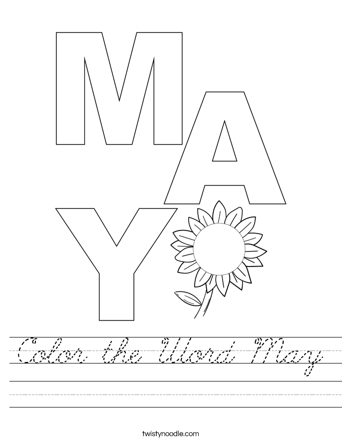 Color the Word May Worksheet