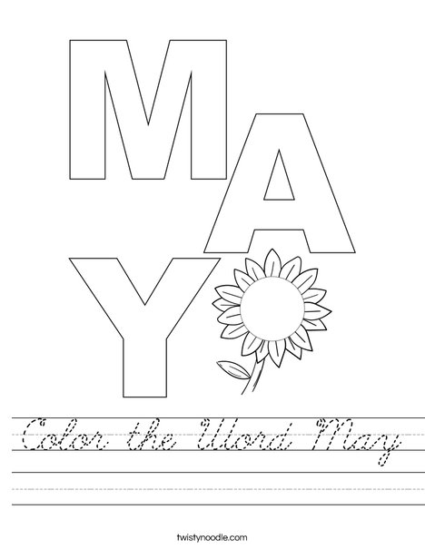 Color the Word May Worksheet