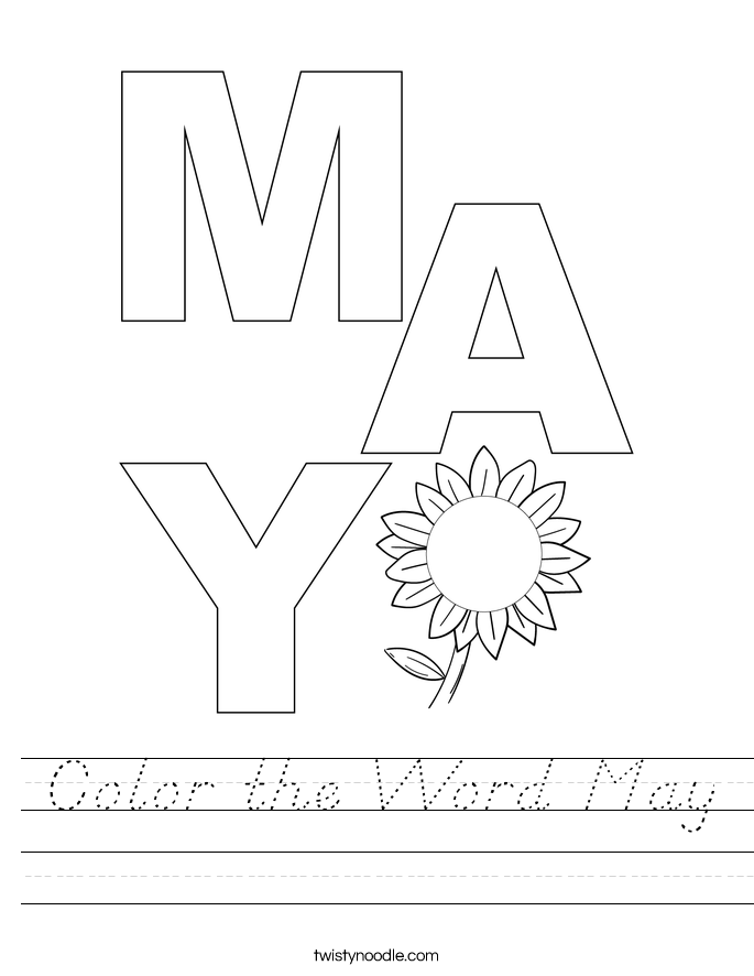 Color the Word May Worksheet