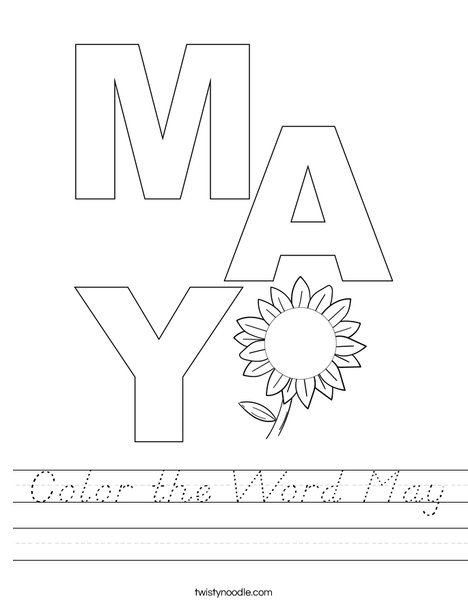 Color the Word May Worksheet