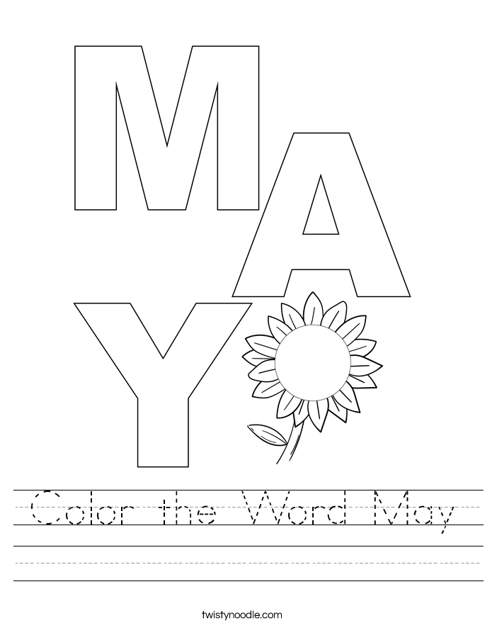 Color the Word May Worksheet