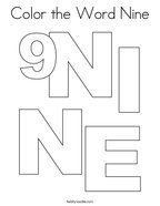 Color the Word Nine Coloring Page