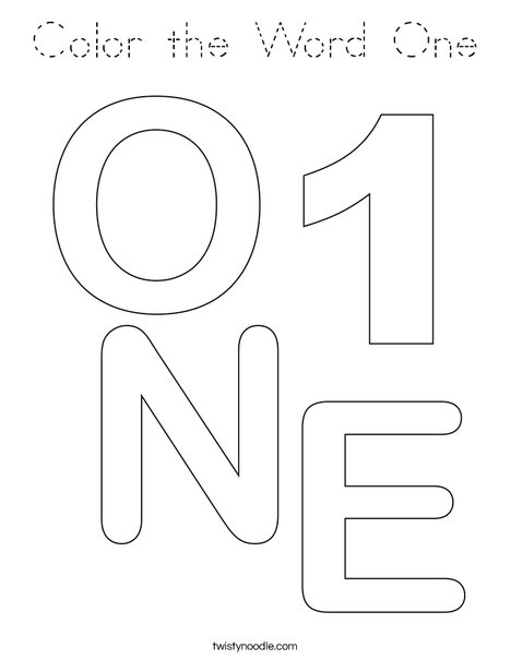 Color the Word One Coloring Page