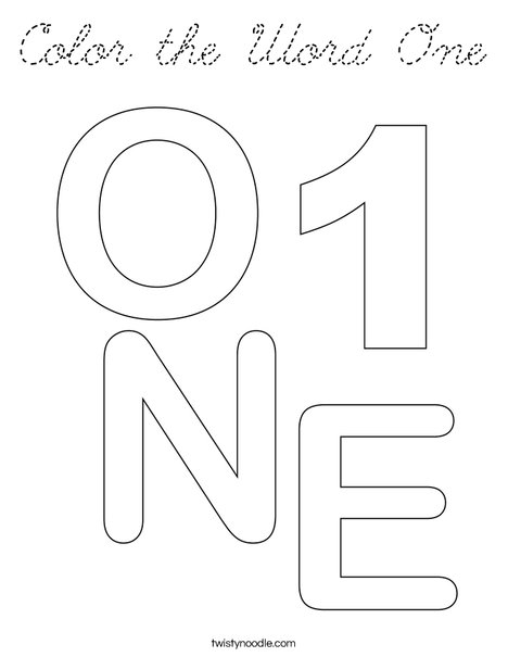 Color the Word One Coloring Page