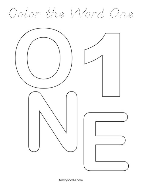 Color the Word One Coloring Page
