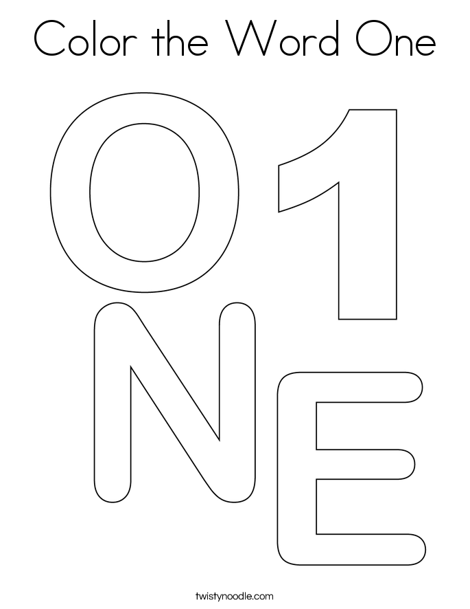 Color the Word One Coloring Page