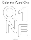 Color the Word One Coloring Page