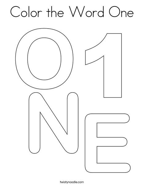 Color the Word One Coloring Page