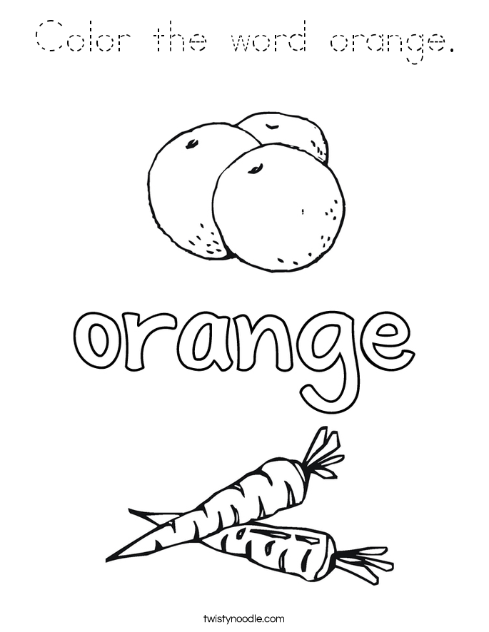 Color the word orange. Coloring Page