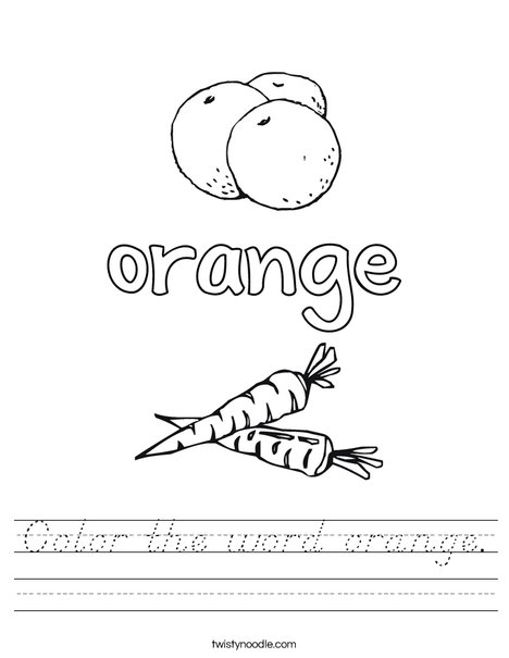 Color the word orange. Worksheet