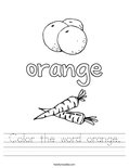 Color the word orange. Worksheet