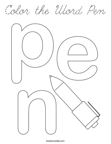 Color the Word Pen Coloring Page