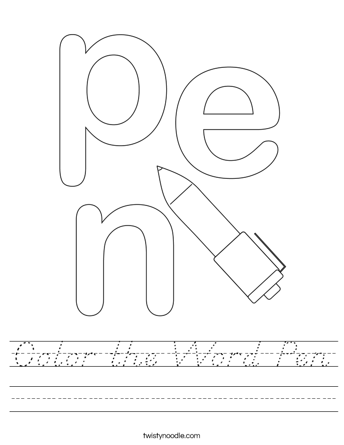 Color the Word Pen Worksheet