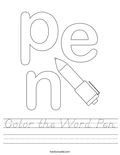Color the Word Pen Worksheet