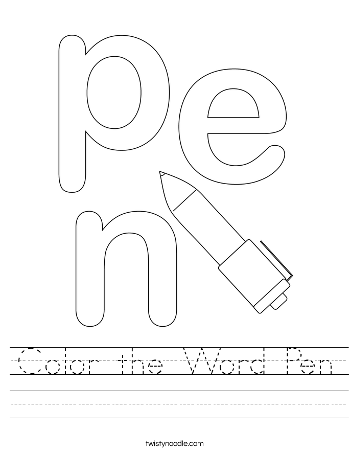 Color the Word Pen Worksheet