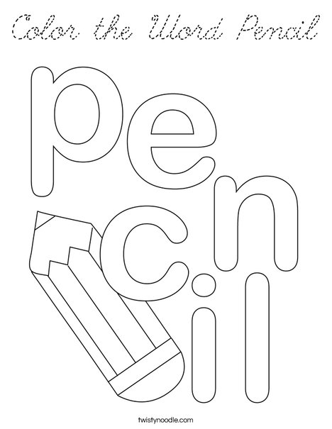 Color the Word Pencil Coloring Page