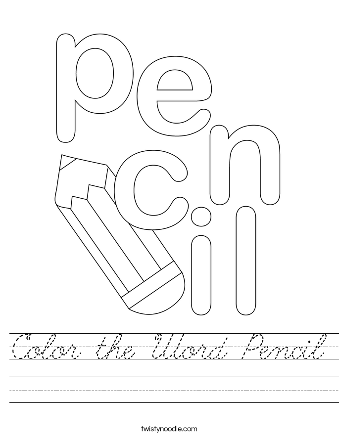 Color the Word Pencil Worksheet