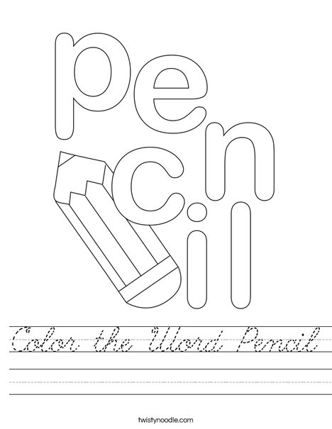 Color the Word Pencil Worksheet