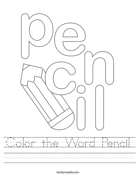 Color the Word Pencil Worksheet